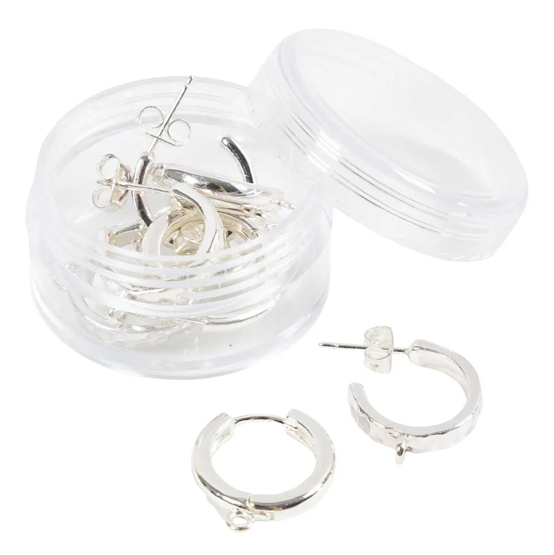 Grote oorbellen met oog 2 x 2 paar verzilverd