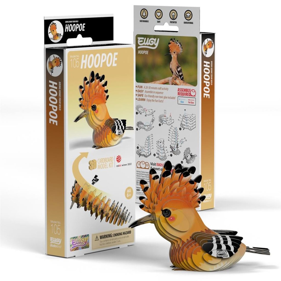 Eugy 3D karton vogel - hop (upupa) Eugy 3D karton vogel - hop (upupa)