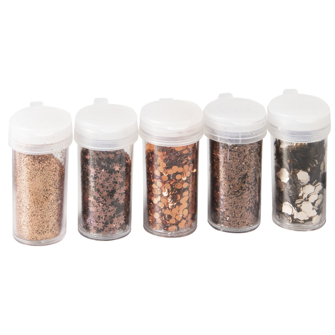 Glitter mix 5 x 4g koper
