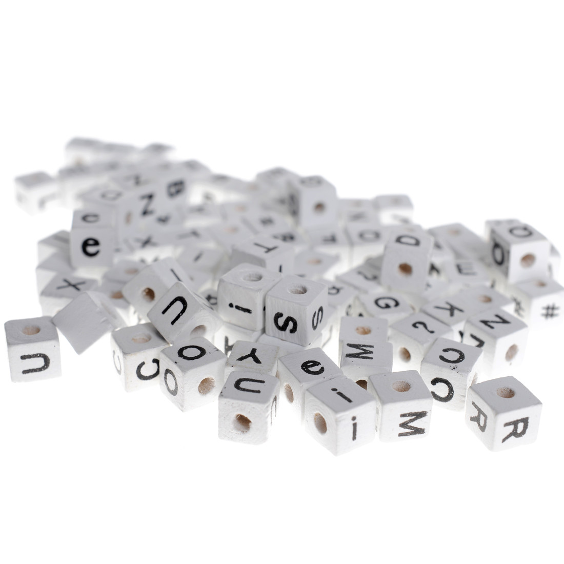 Letterkralen hout 8 mm 96 stuks wit Letterkralen hout 8 mm 96 stuks wit