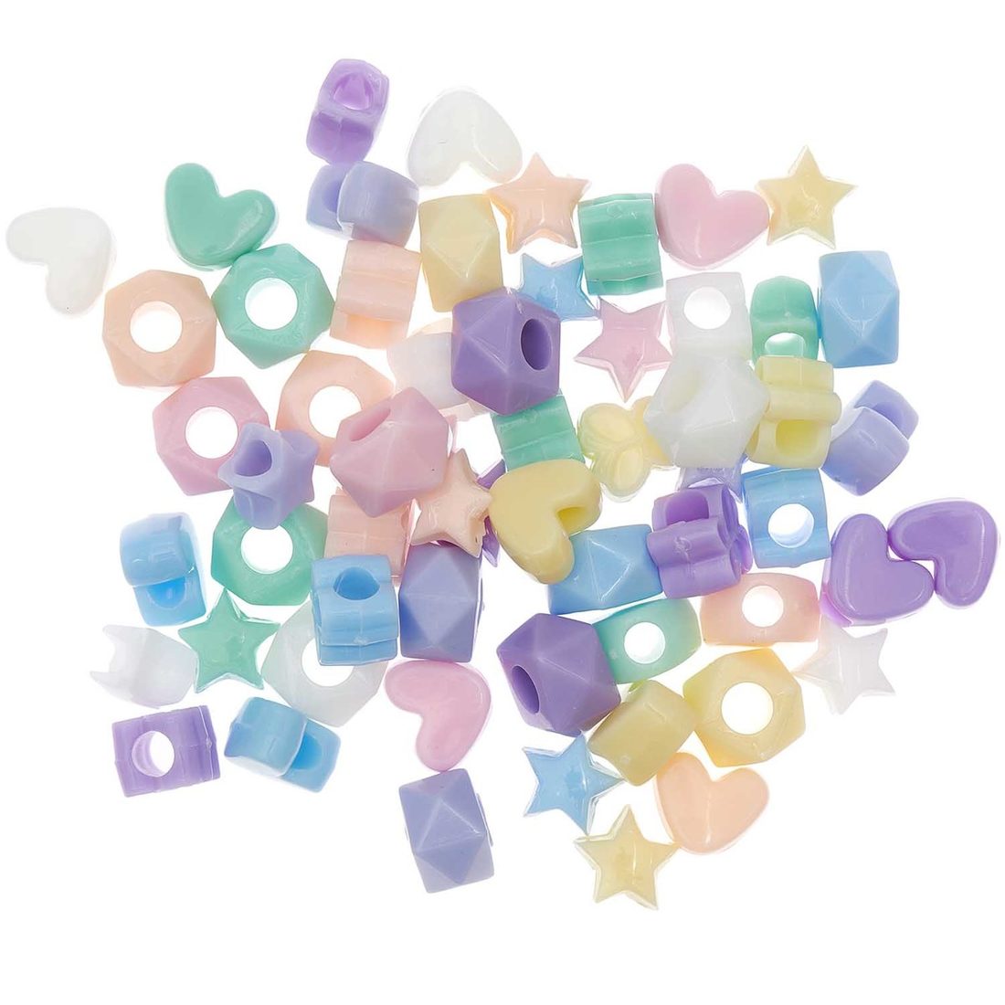 Ponii Beads Kralen 9 x 6 mm 256 stuks pastel vormen mix Ponii Beads Kralen 9 x 6 mm 256 stuks pastel vormen mix