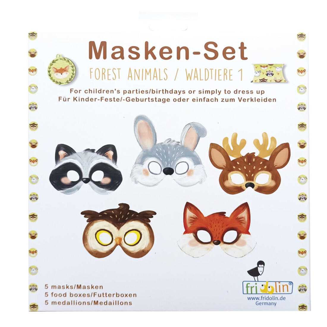 Maskerset bosdieren 1  5 stuks