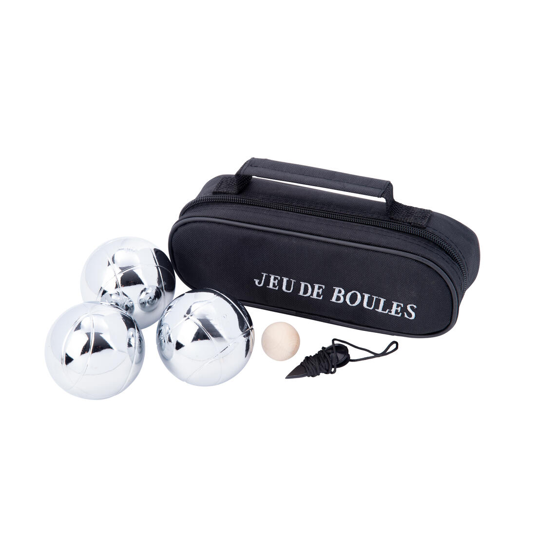 Petanqueset 3 metalen ballen 74 mm 720 gr in tas
