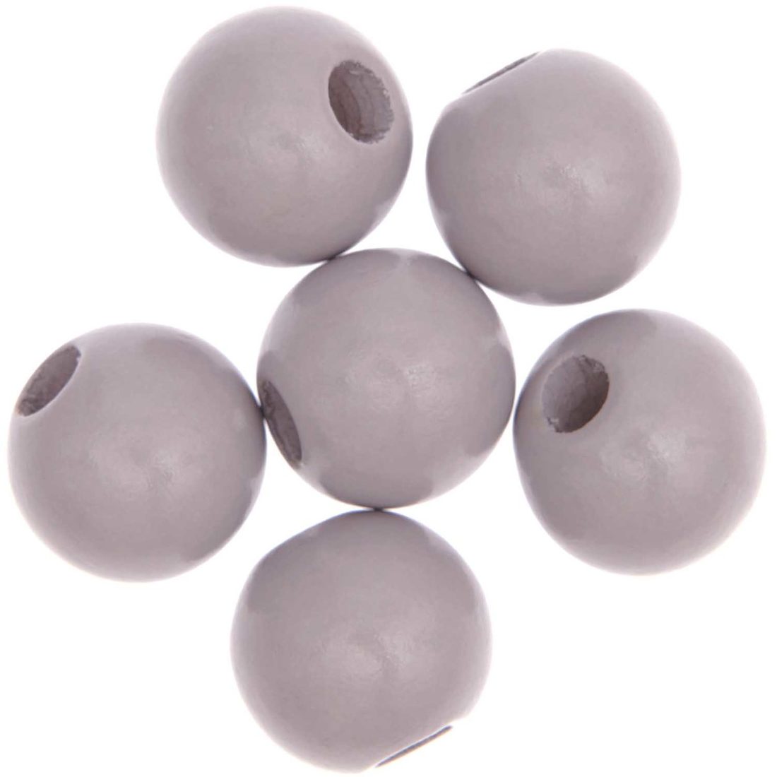 Macramé kralen hout rond 30 mm 6 stuks lichtgrijs