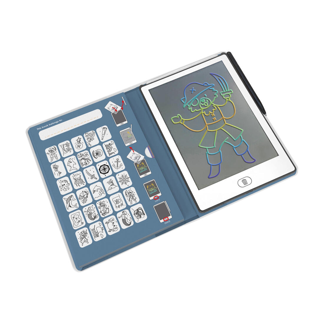 Kidydraw-mini Oceans & Pirates draagbaar tekentablet op zee
