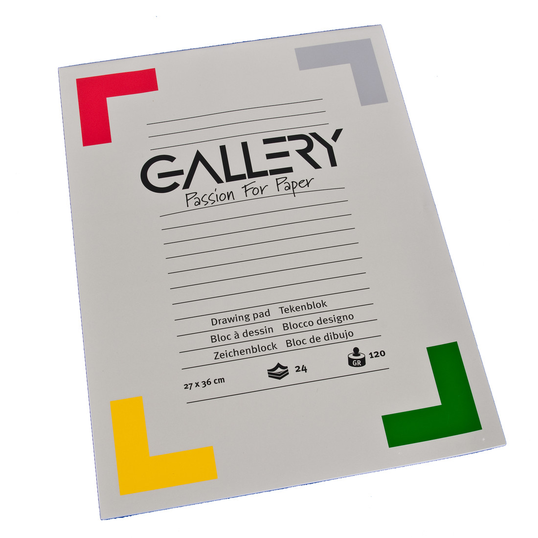 Gallery tekenblok 27 x 36 cm 120 g 24 vellen wit Gallery tekenblok 27 x 36 cm 120 g 24 vellen wit