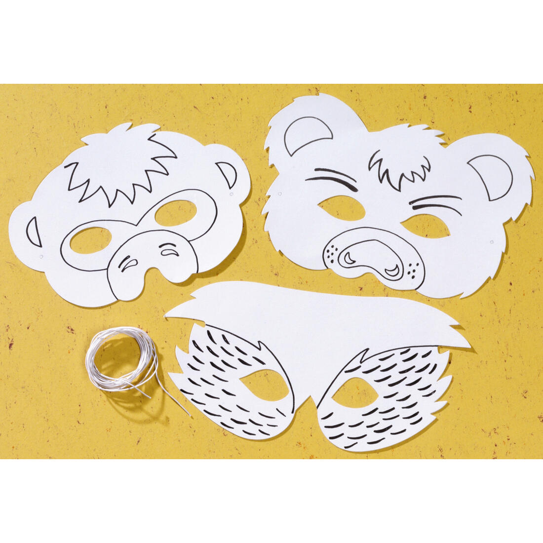 Maskers wit karton - wilde dieren 8 stuks Maskers wit karton - wilde dieren 8 stuks