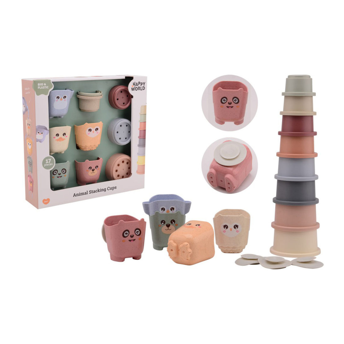 Happy World stapelemmertjes in bioplastic