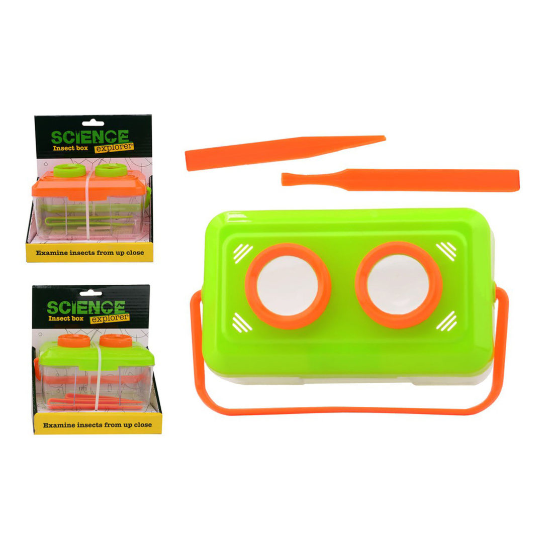 Dubbele insectenloep met 2 pincetten Dubbele insectenloep met 2 pincetten