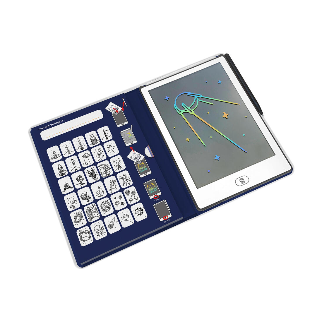 Kidydraw-mini Galaxy draagbaar tekentablet ruimtevaart Kidydraw-mini Galaxy draagbaar tekentablet ruimtevaart