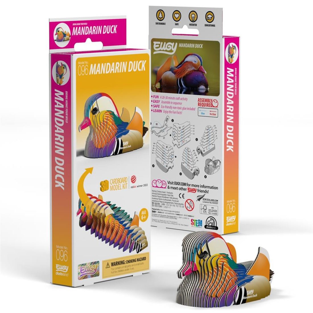 Eugy 3D karton vogel - mandarijn eend Eugy 3D karton vogel - mandarijn eend