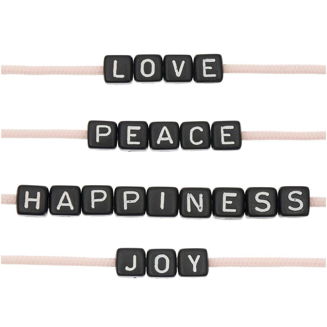 Ponii Beads Letterkralen LOVE/PEACE/JOY 10 mm 20 st zwart
