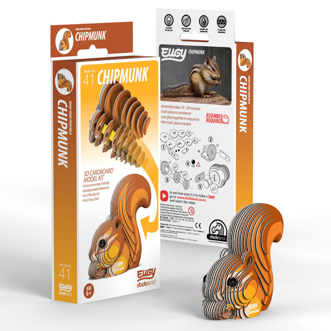 Eugy 3D karton bosdier - eekhoorn Eugy 3D karton bosdier - eekhoorn