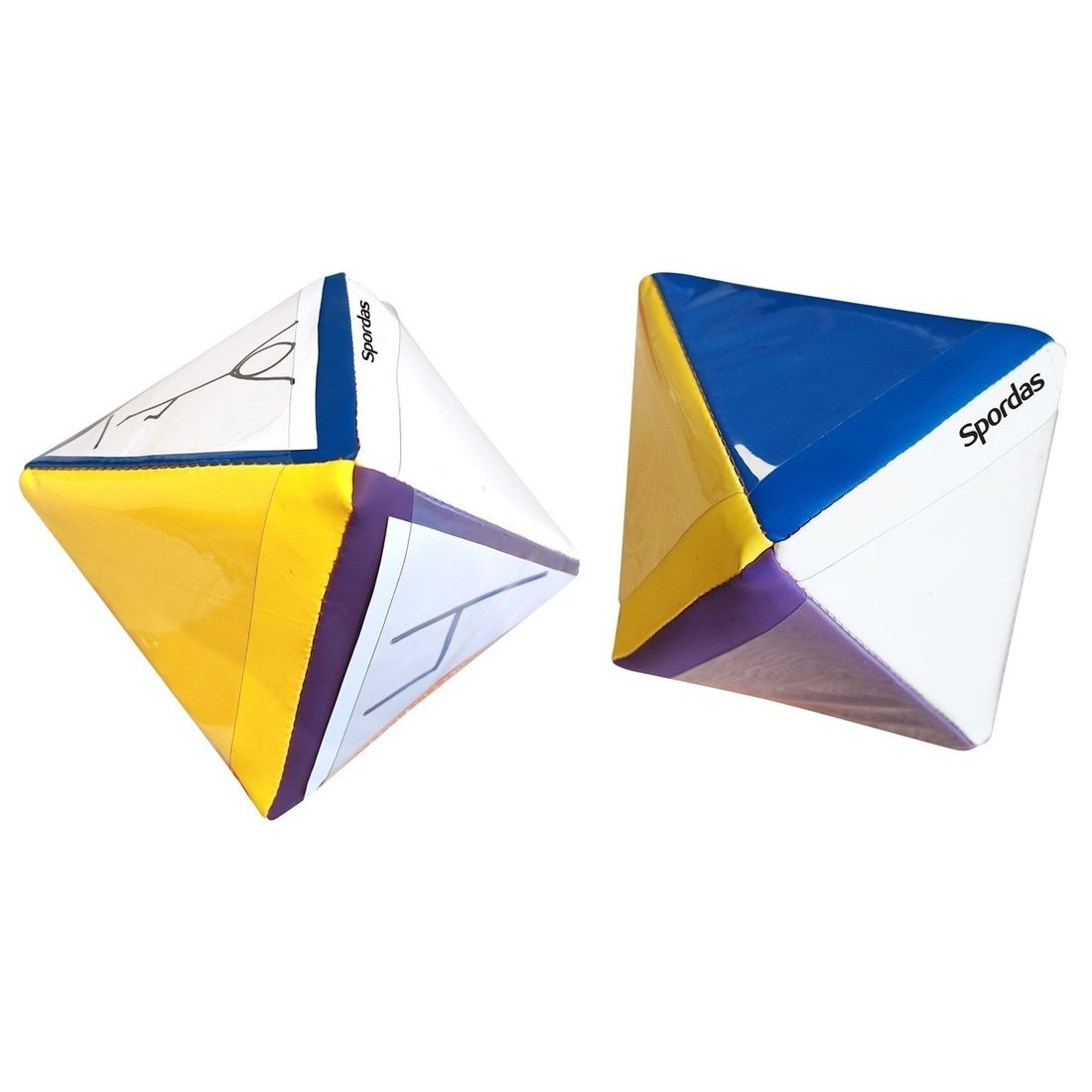 Dobbelsteen met 8 driehoekige zijdes en 8 insteekzakjes 15cm Dobbelsteen met 8 driehoekige zijdes en 8 insteekzakjes 15cm