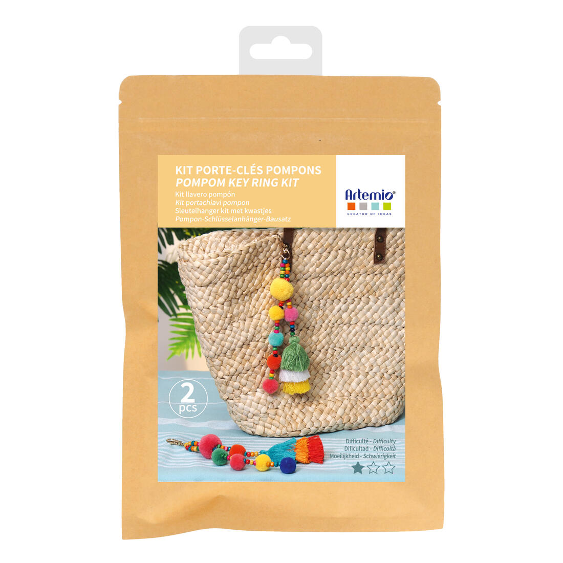 DIY set pompon sleutelhanger 2 stuks DIY set pompon sleutelhanger 2 stuks