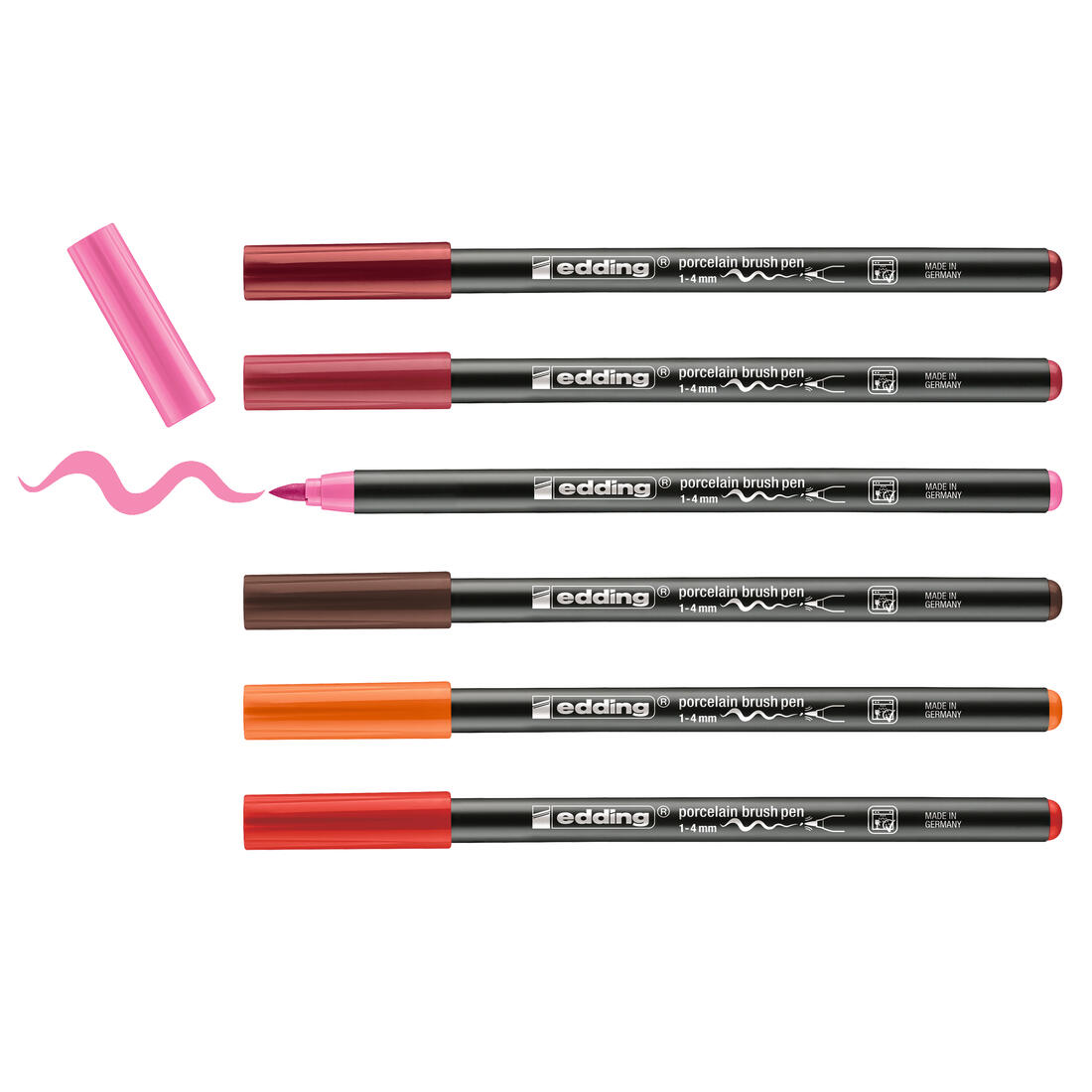 Edding porselein penseelstift 1-4 mm 6 stuks Warm