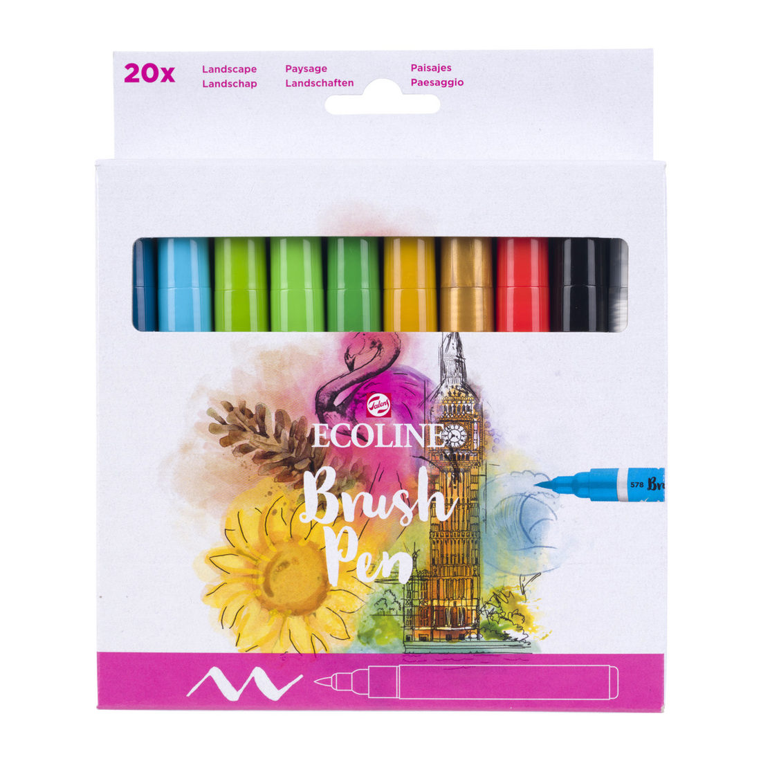 Ecoline brushpen set 20 stuks primary