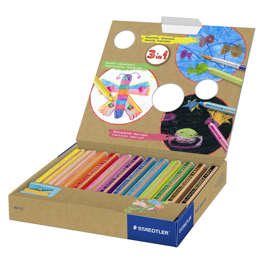 Staedtler Noris Chunky 3 in 1 kleurpotloden 12 stks +slijper Staedtler Noris Chunky 3 in 1 kleurpotloden 12 stks +slijper