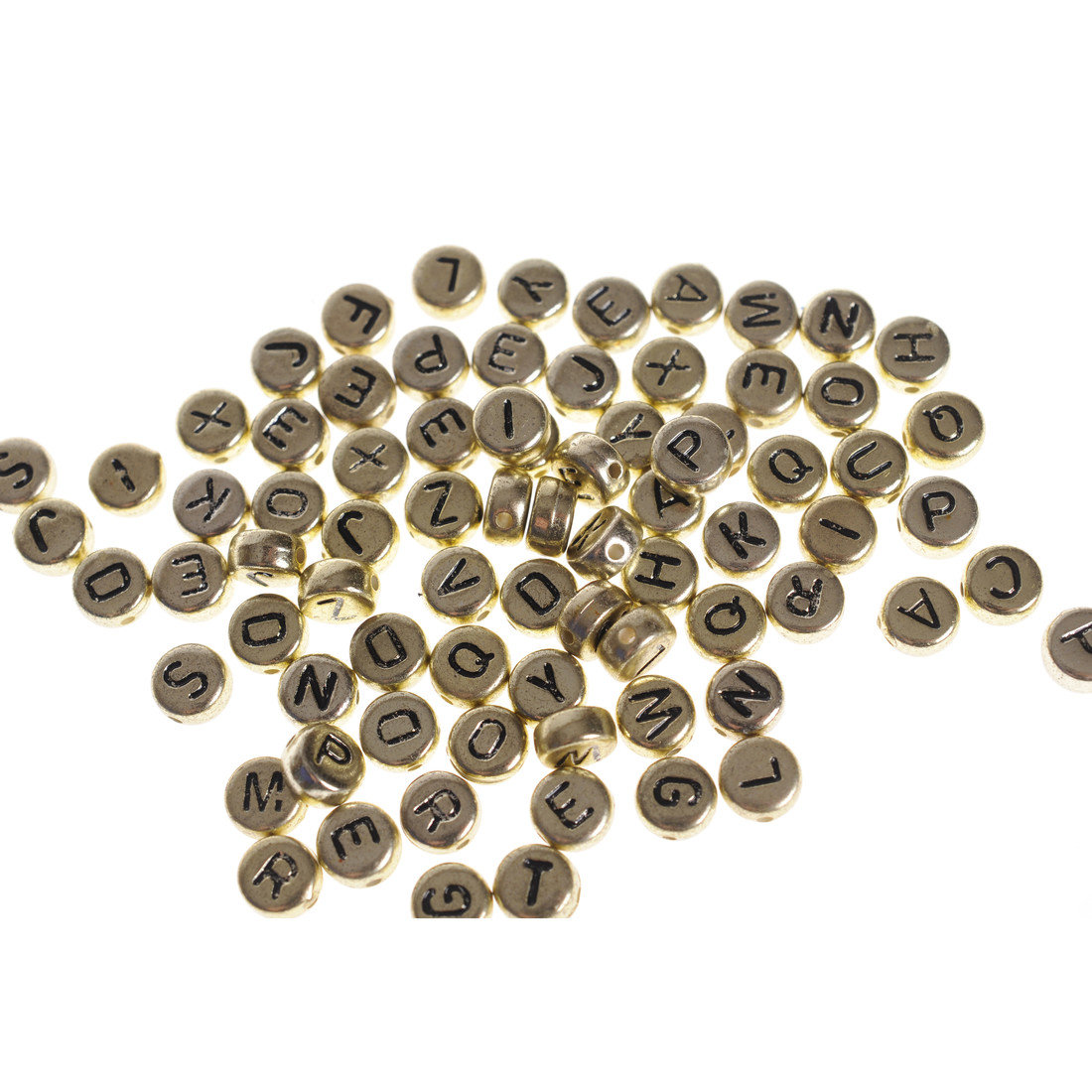 Letterkralen 7 mm ca. 170 stuks goud Letterkralen 7 mm ca. 170 stuks goud