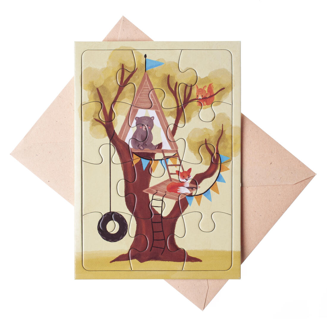 Wenskaart - puzzel Boomhut