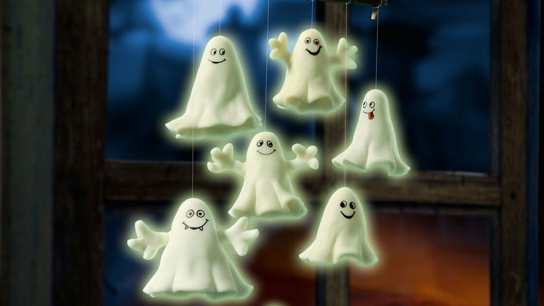 Knutselidee: FIMO-spookmobiel en spookraamsticker