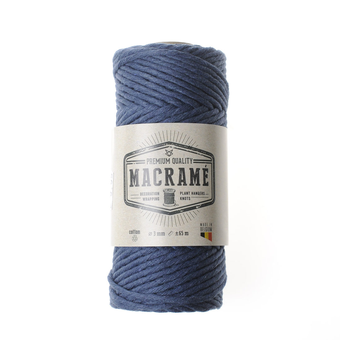 Macramé koord ongetwijnd katoen 3 mm 60 m