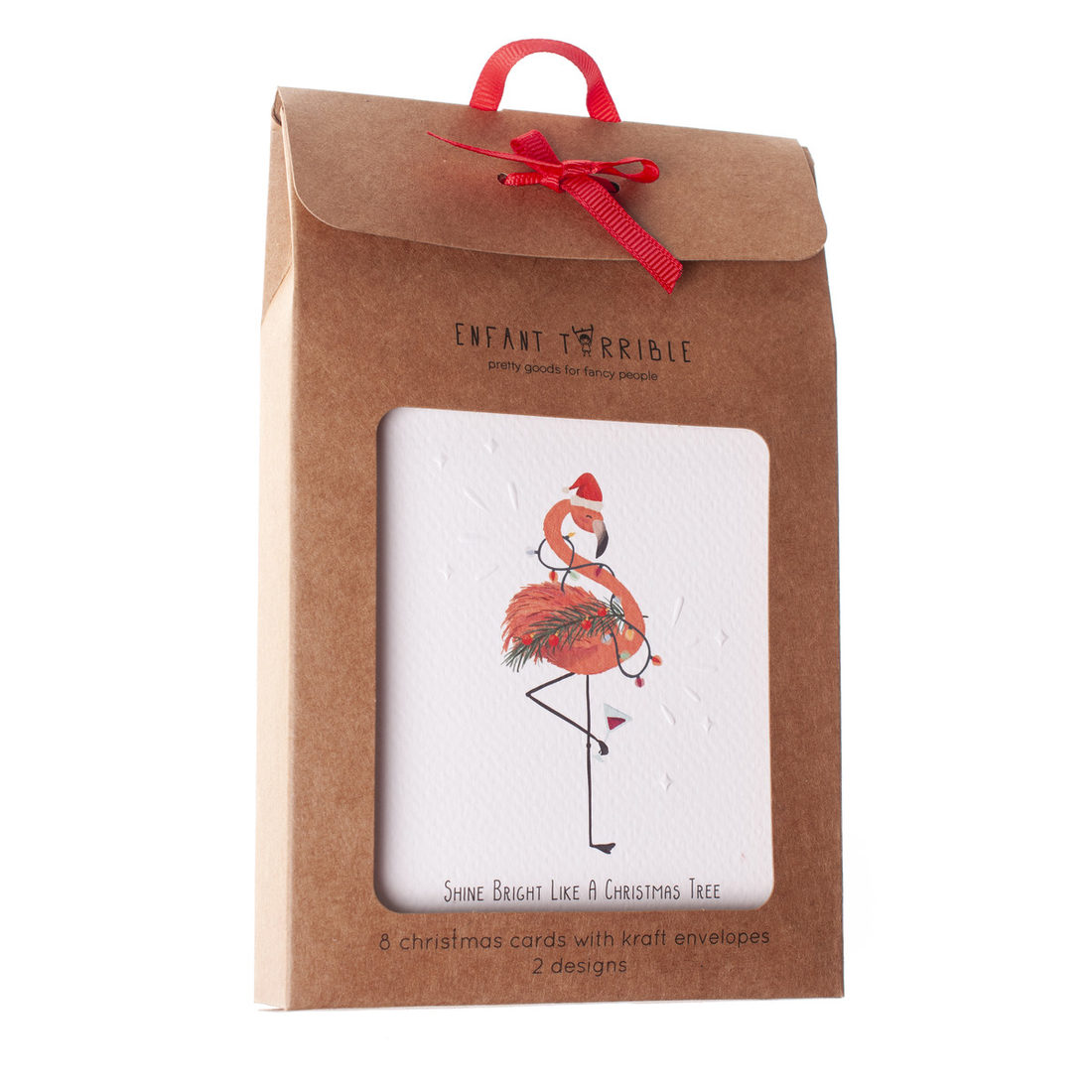 Wenskaarten kerst en Nieuwjaar 8 stuks flamingo & hond