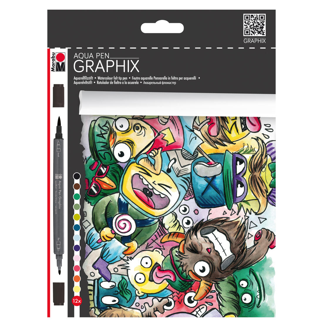 Marabu Graphix Aqua-stiften 12 stuks Mega Mash