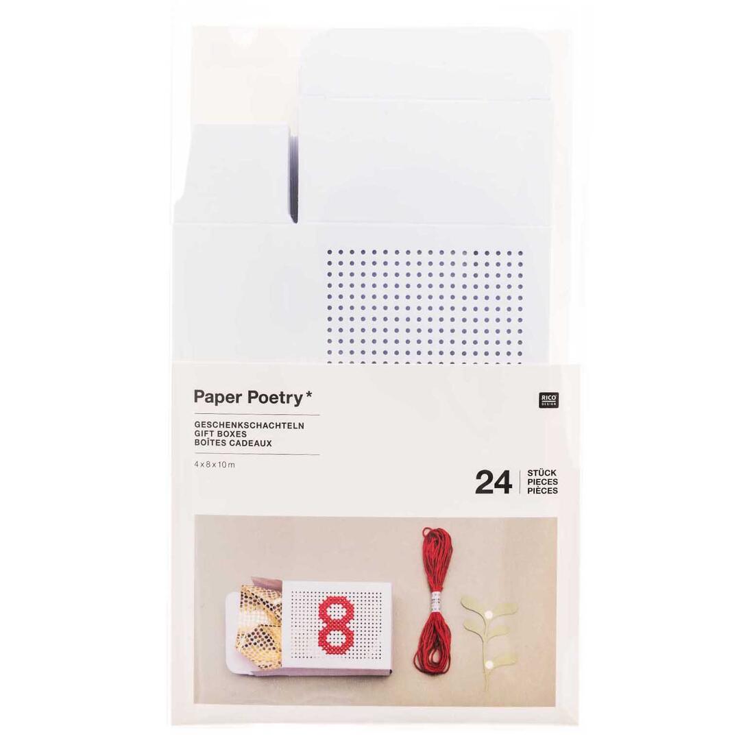 Geschenkdoosje geperforeerd 4 x 8 x 10 cm 24 stuks wit