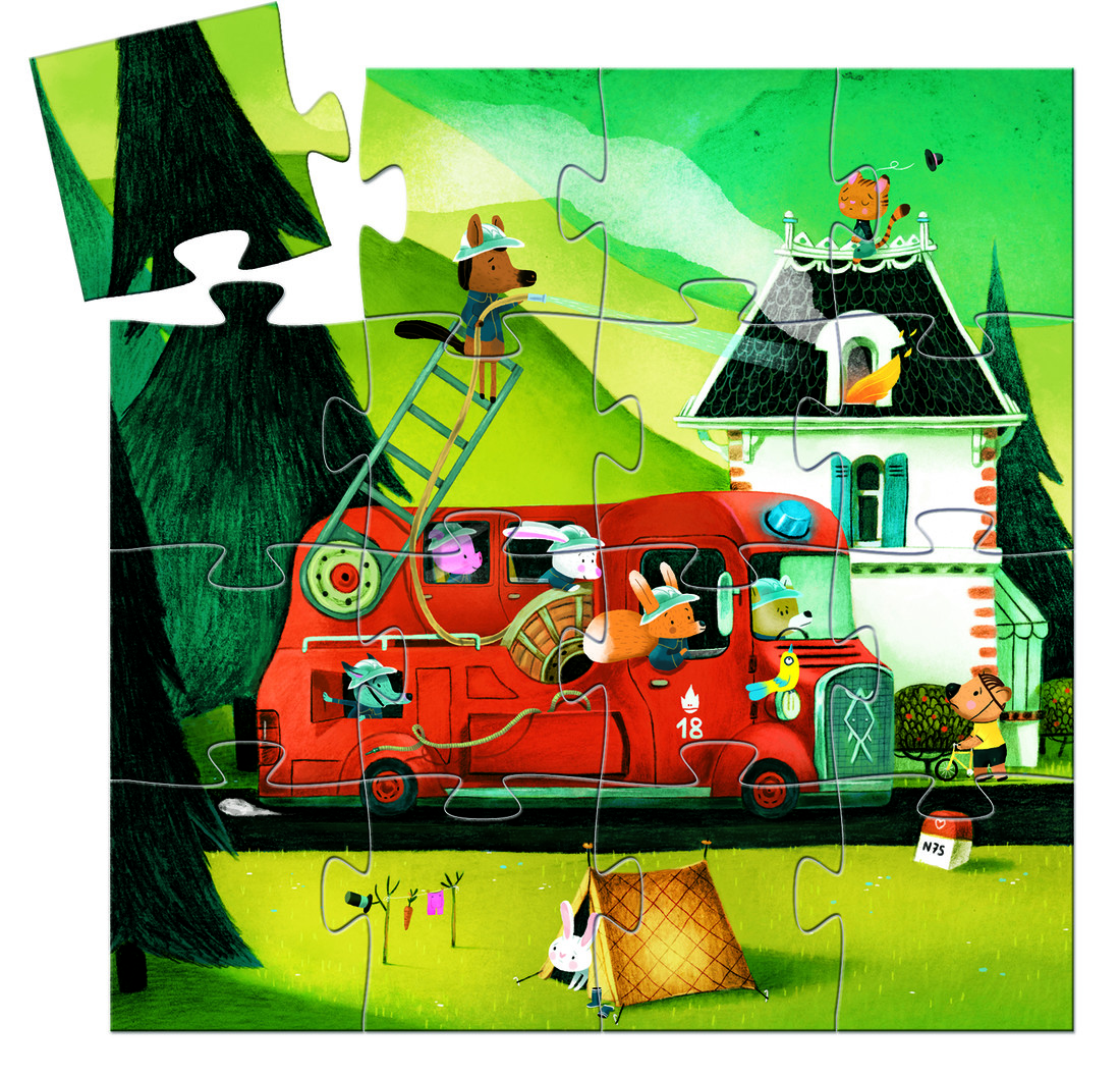 Djeco puzzel Brandweerwagen 3+ 16 stuks Djeco puzzel Brandweerwagen 3+ 16 stuks