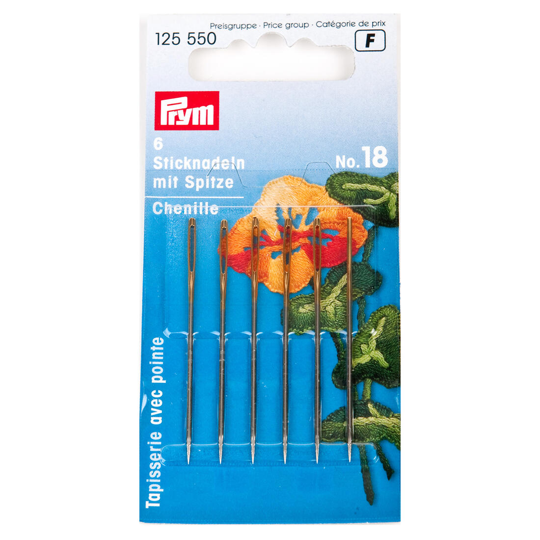 Borduurnaald met punt nr 18, 6 stuks