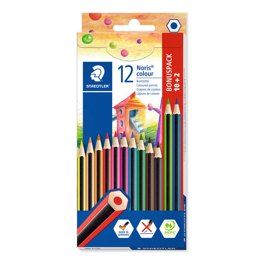 Staedtler Noris ABS set 12 kleurpotloden (10 + 2 gratis) Staedtler Noris ABS set 12 kleurpotloden (10 + 2 gratis)
