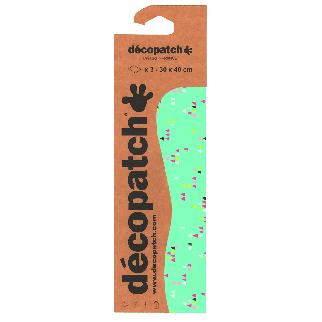 Decopatch papier 30 x 40 cm 3 vel blauw driehoek