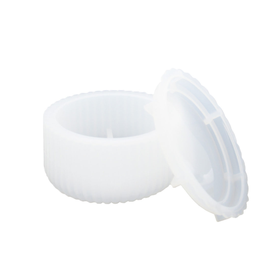 Siliconen mal pot geribbeld met deksel 10,8 x 5,3 cm Siliconen mal pot geribbeld met deksel 10,8 x 5,3 cm