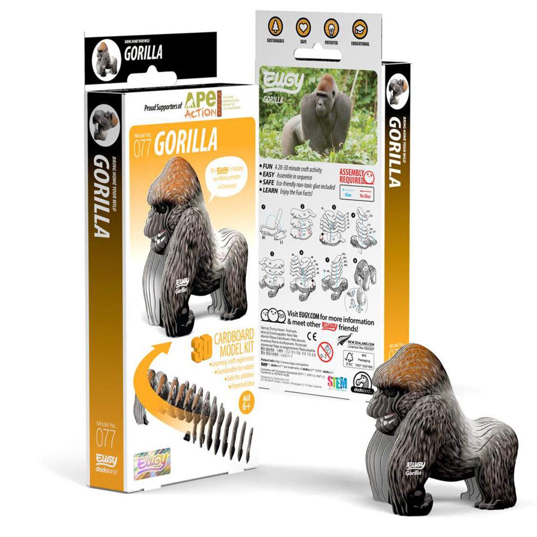 Eugy 3D karton wild dier - gorilla Eugy 3D karton wild dier - gorilla