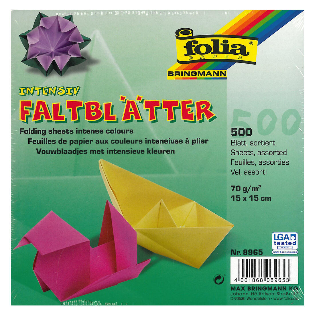 Origamiblaadjes 15 x 15 cm 500 stuks assortiment