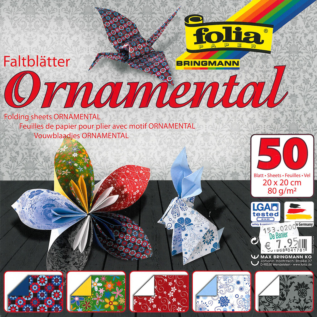 Origamiblaadjes 20 x 20 cm 50 stuks Ornamental