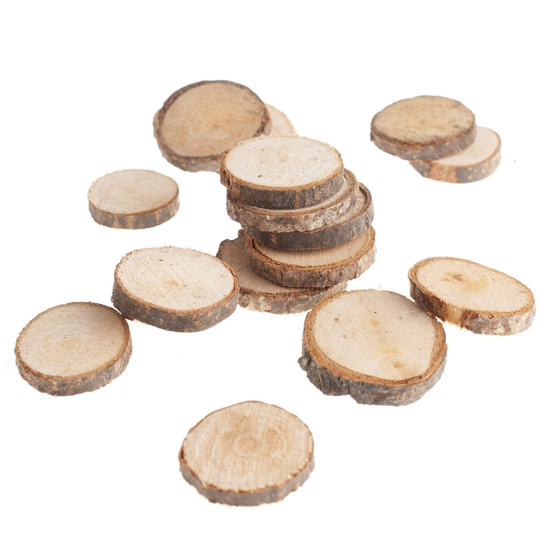 Houten boomschijfjes 3-4 cm 180 g