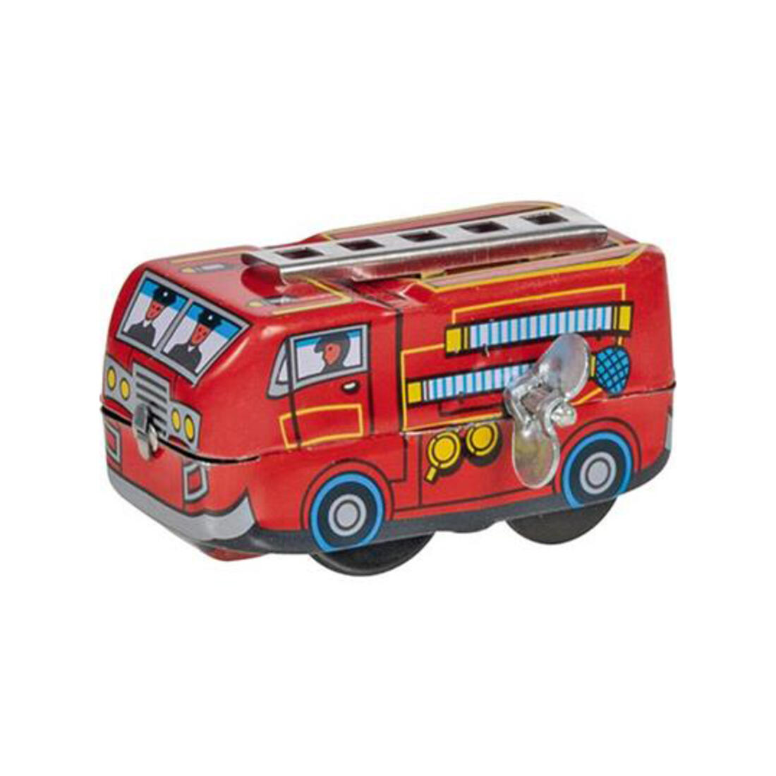 Blikken brandweerwagen 6 cm opwindbaar