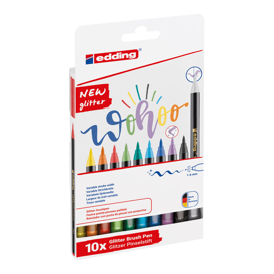 Edding brush pen glitter set 10 kleuren