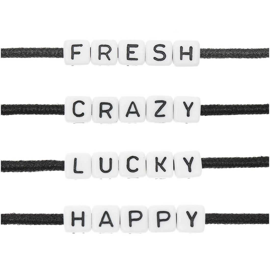 Ponii Beads Letterkralen FRESH/CRAZY/LUCKY 10 mm 20 st wit