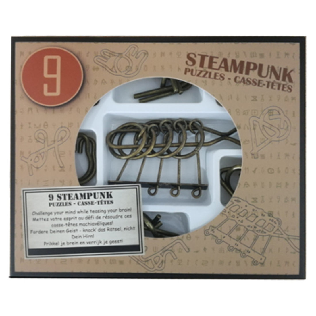 Steampunk doos met 9 metalen puzzels *-**** (2 versies) Steampunk doos met 9 metalen puzzels *-**** (2 versies)
