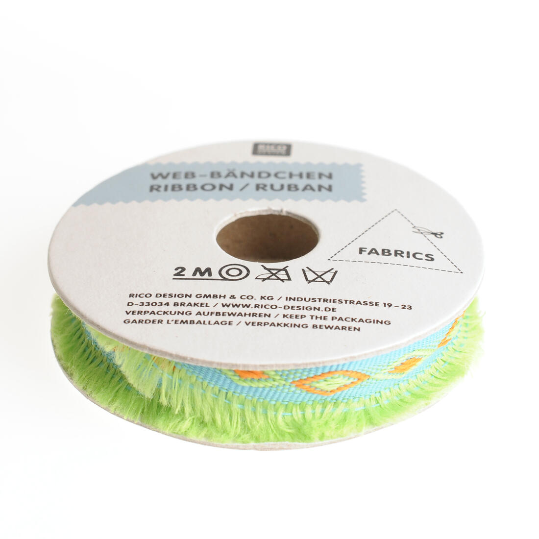 Rico Tropical Lint met franjes 15 mm 2 m groen Rico Tropical Lint met franjes 15 mm 2 m groen
