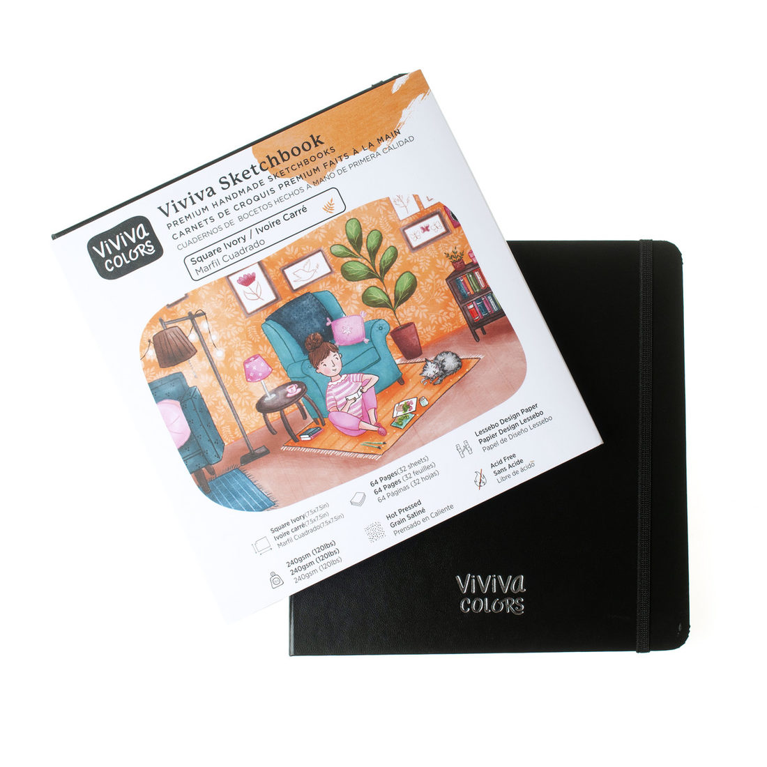 Viviva schetsboek voor aquarel 240 g 19 x 19 cm