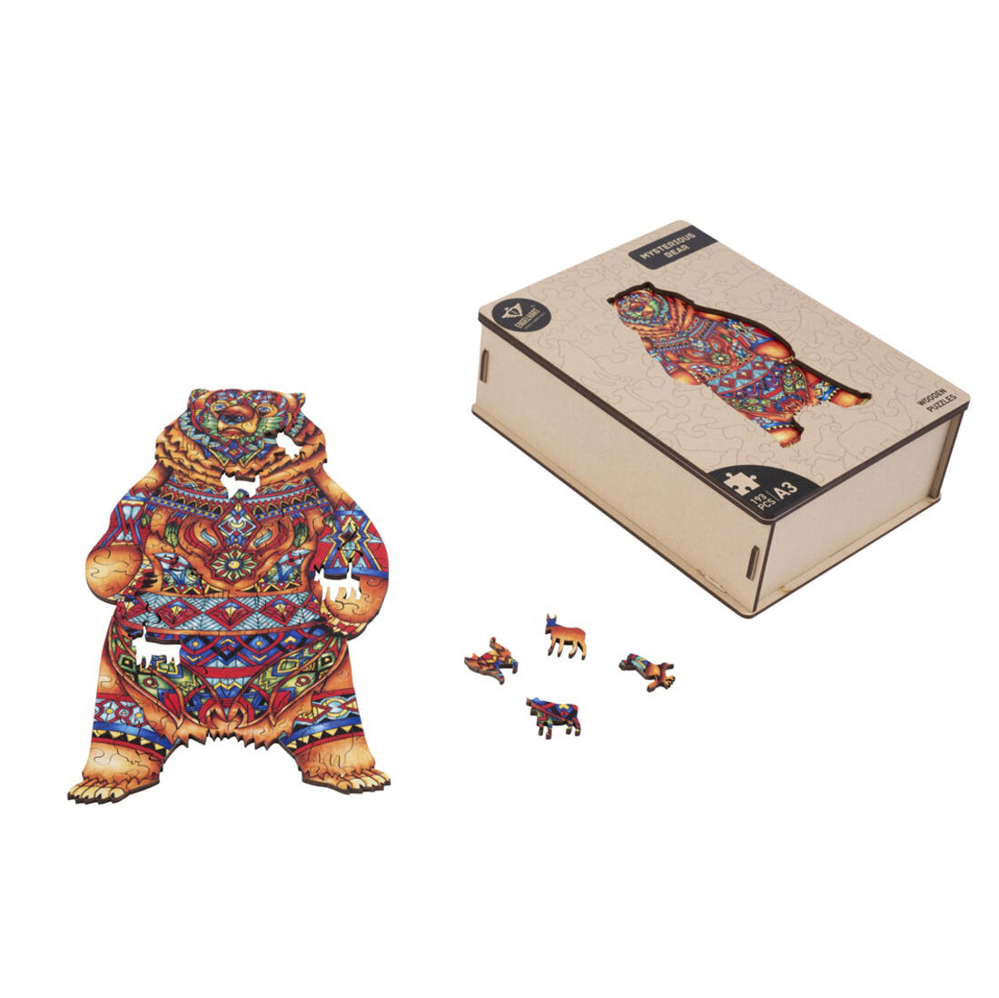 Houten puzzel A3 Beer (staand) 193 stuks