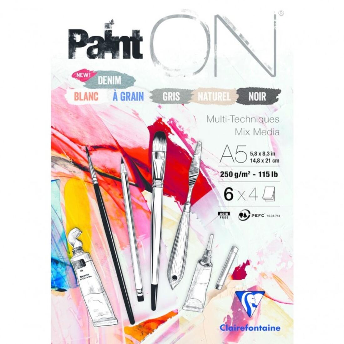 PaintON blok 24 blad 250 g assortiment kleuren 6x4 PaintON blok 24 blad 250 g assortiment kleuren 6x4