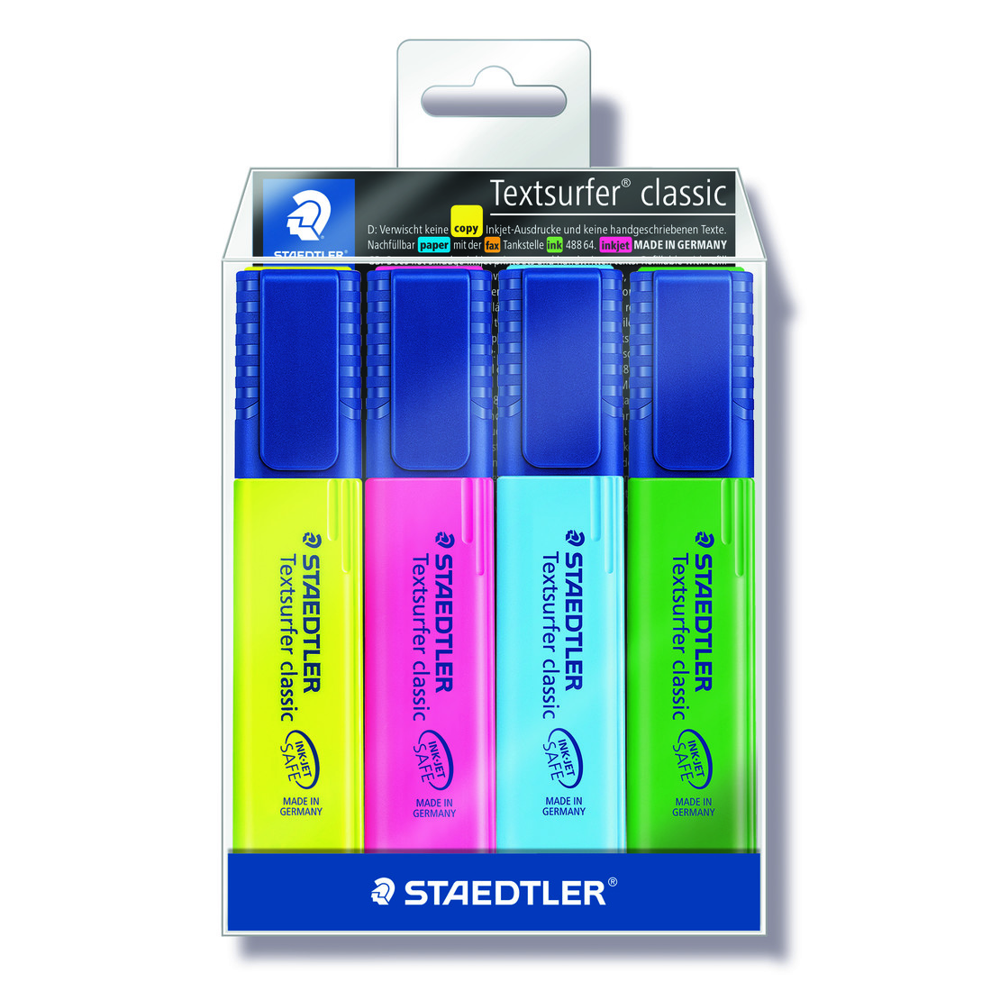 Markeerstift textsurfer fluo box geel-roze-blauw-groen Markeerstift textsurfer fluo box geel-roze-blauw-groen