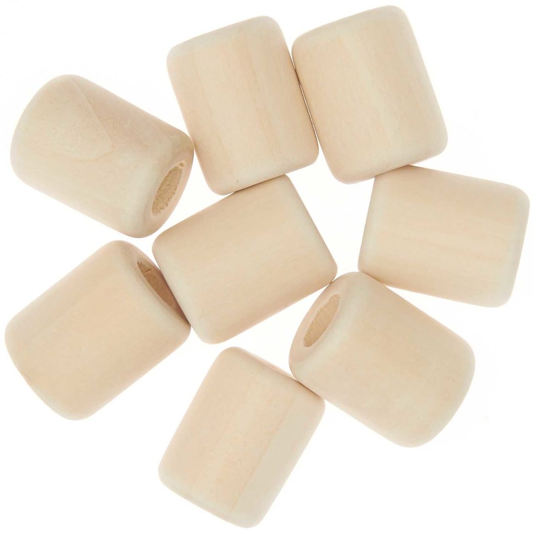 Macramé kralen hout cylinder 24 mm 8 stuks natuur