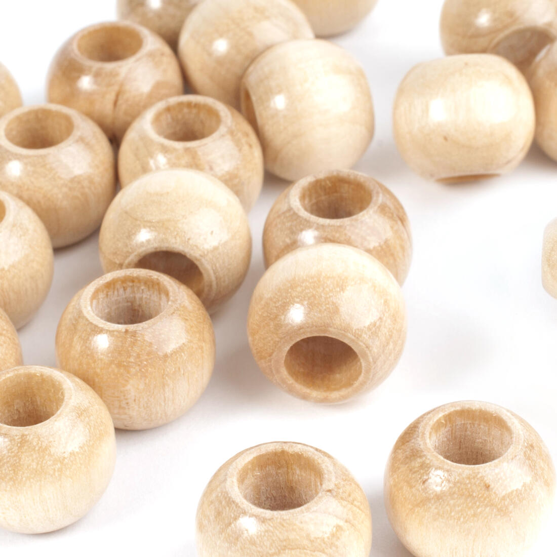 Macramé parel rond 25 mm 5 stuks natuur