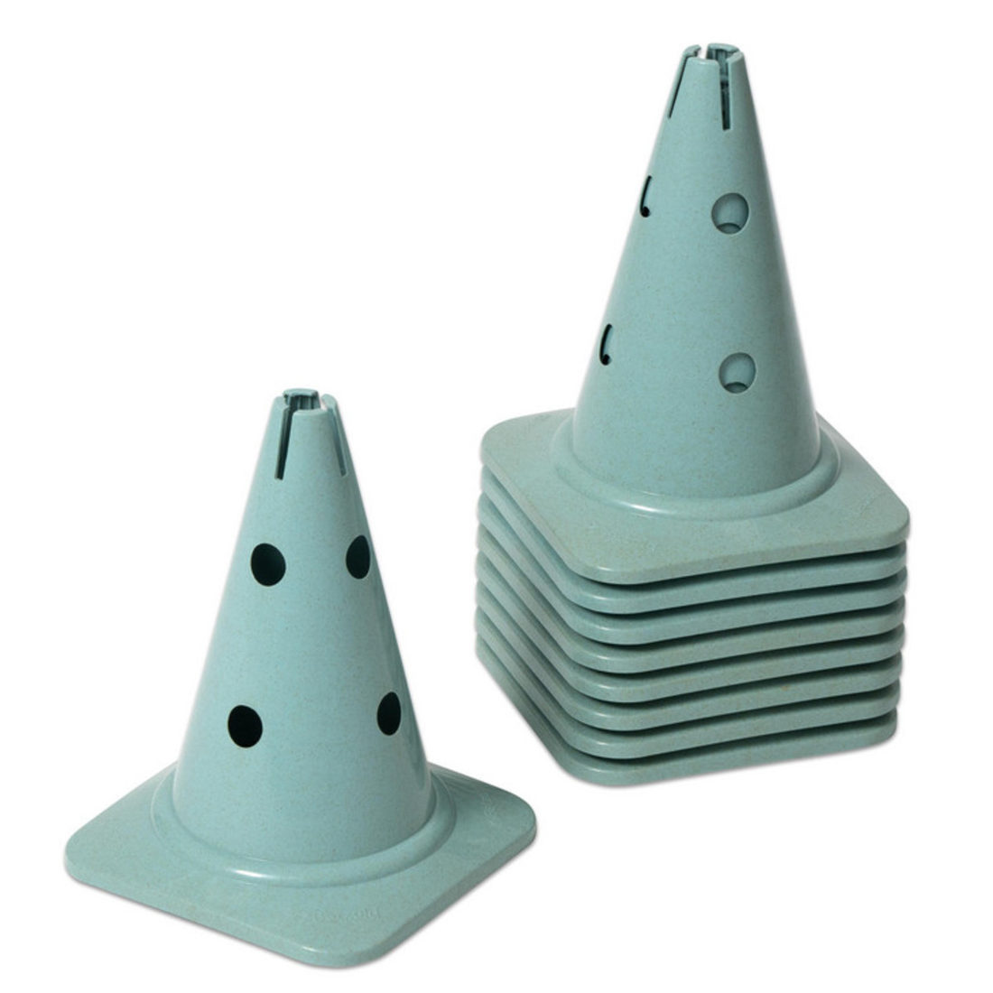 Spelkegel met gaten 30 cm in plantaardig kunststof blauw